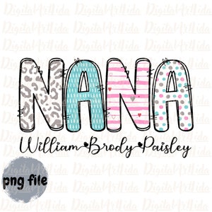 Personalized Nana png, Nana design download, Customizable Nana PNG, Family, Nana Clipart, Nana Gift, cheetah print image 1