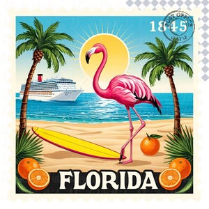 Florida Stamp State Design, State Stamp Digital Download, United States Png Design, Distressed Vintage Design, United States Patriotic