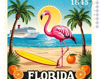 Florida Stamp PNG: Distressed Vintage State Design (Digital Download for Sublimation)
