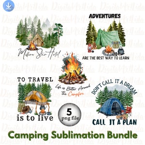 Camping png bundle, Camp life png files, Happy Camper sublimation, Adventure design, Campfire png screen print, Outdoor png Digital Download