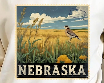Nebraska State Stamp Design: Vintage Distressed PNG (Digital Download)