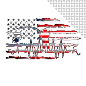 Fishing American Flag PNG: Sublimation Design Digital Download  Fishing Lover  America Imitation embroider