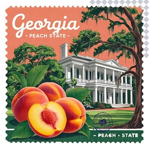 Georgia Stamp State Design, State Stamp Digital Download, United States Png Design, Distressed Vintage Design, United States Patriotic