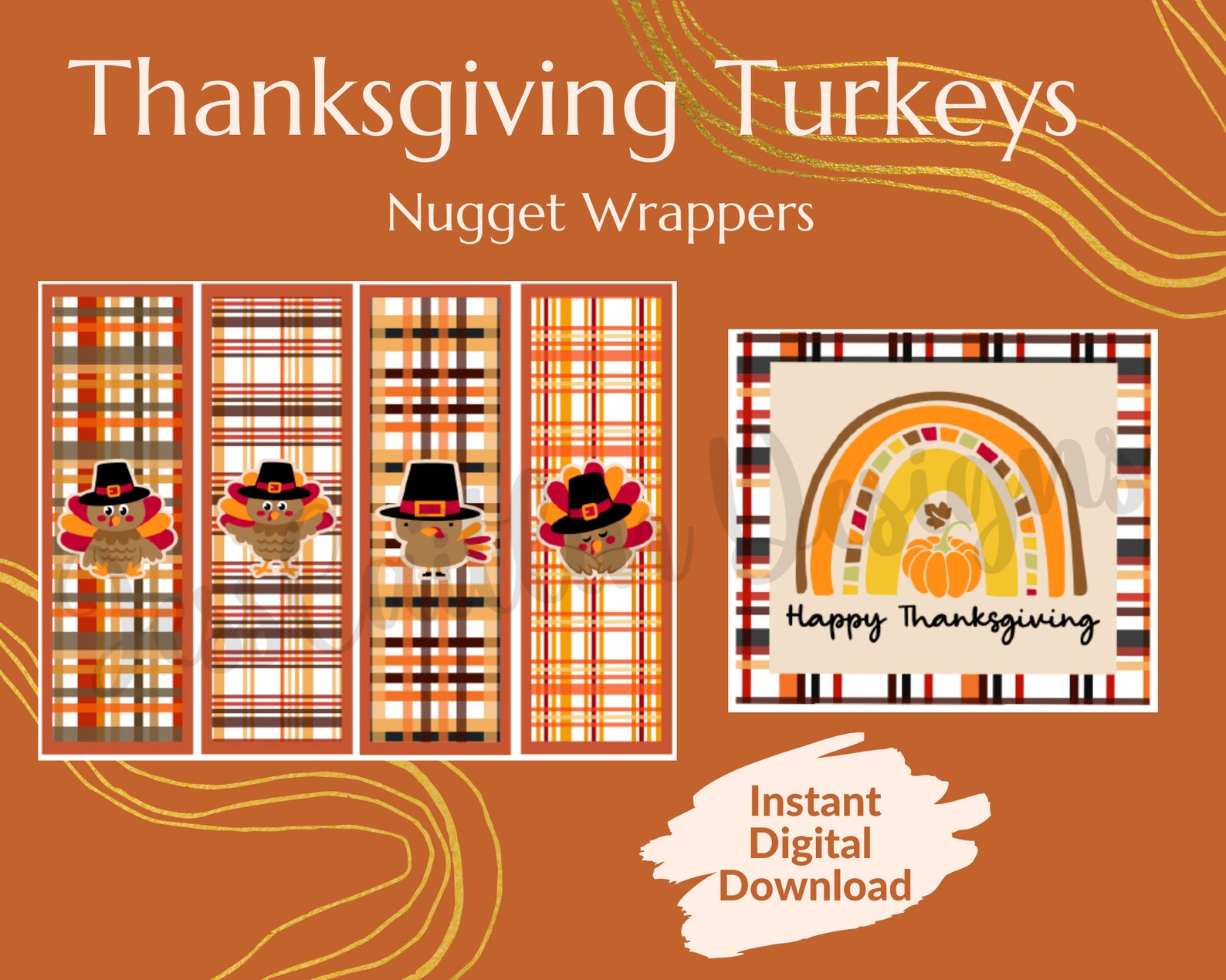 Happy Thanksgiving Printable Nugget Wrappers Instant Digital Download ...
