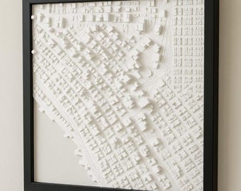 3D City Map Art: Framed 3D Printed Skyline Decor