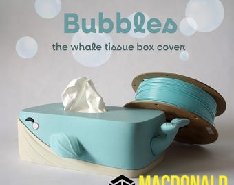 Bubbles the Whale Tissue Box Holder | Cute Ocean Bathroom Decor | 3D Printed