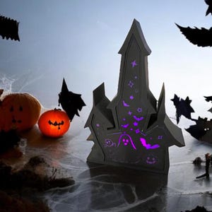 Straszny i ręcznie robiony nawiedzony dom na Halloween, tealight | Dekoracja | Dekoracja jesienna | Jesień | Halloween