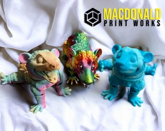 3D Printed Articulated Opossum Fidget Toy: Eco-Friendly Desk Companion