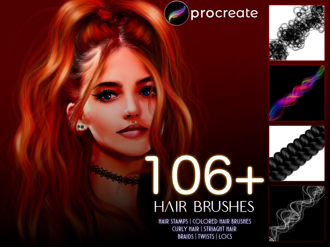 PROCREATE Hair Brush Sampler With Braids Twists and Curls Etsy