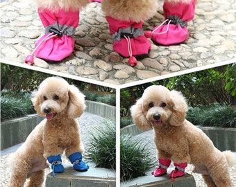Waterproof Pet Dog Shoes Chihuahua Anti-slip Rain Boots Footwear For Small Cats Dogs Puppy Dog Pet Booties 4pcs