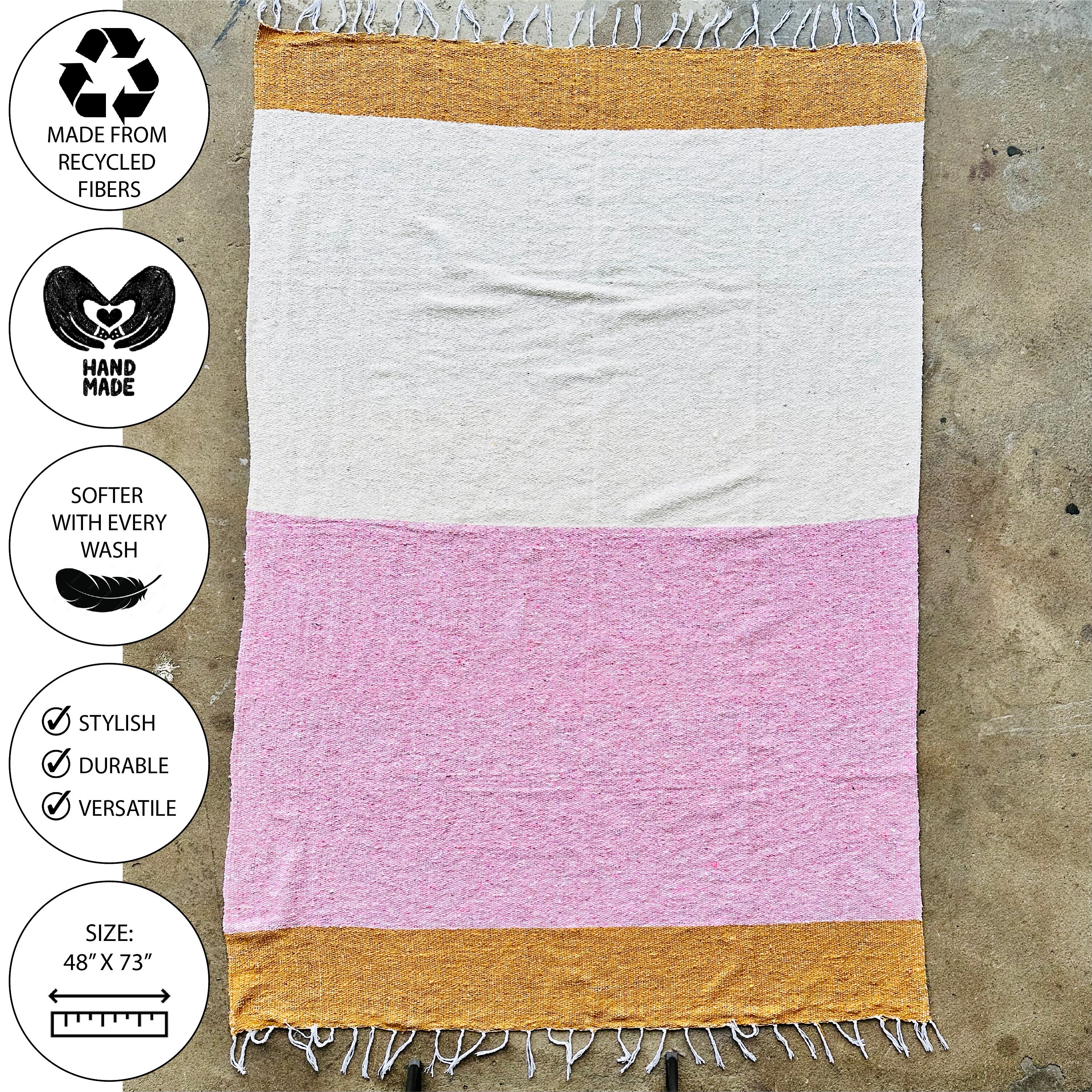 Handwoven Sunrise Blanket Throw – Mexican Artisan Boho Blanket, 48x73
