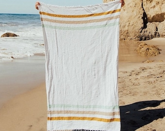 Sol Blanket Throw -  Beach Blanket, Handwoven Blanket, Camping Blanket, Bed Throw, Tapestry, Picnic Blanket, Yoga Blanket, Mexican Blanket