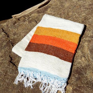 70s Blanket Throw - Beach Blanket, Handwoven Blanket, Boho Blanket, Bed Throw, Tapestry, Picnic Blanket, Mexican Blanket, Vintage Throw