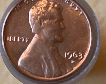 1963 D Brilliant Uncirculated Penny. Rare find. Single coins.