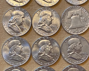 Uncirculated 1963 P Franklin Halves 90% Silver,  Individual Silver coins, 44. dollars each.