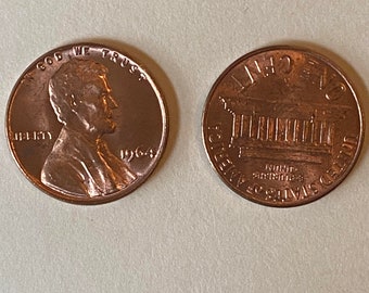 1964 BU Penny, Brilliant Uncirculated Pennies, Single coins/ Each coin is 95% Copper. No longer minted.