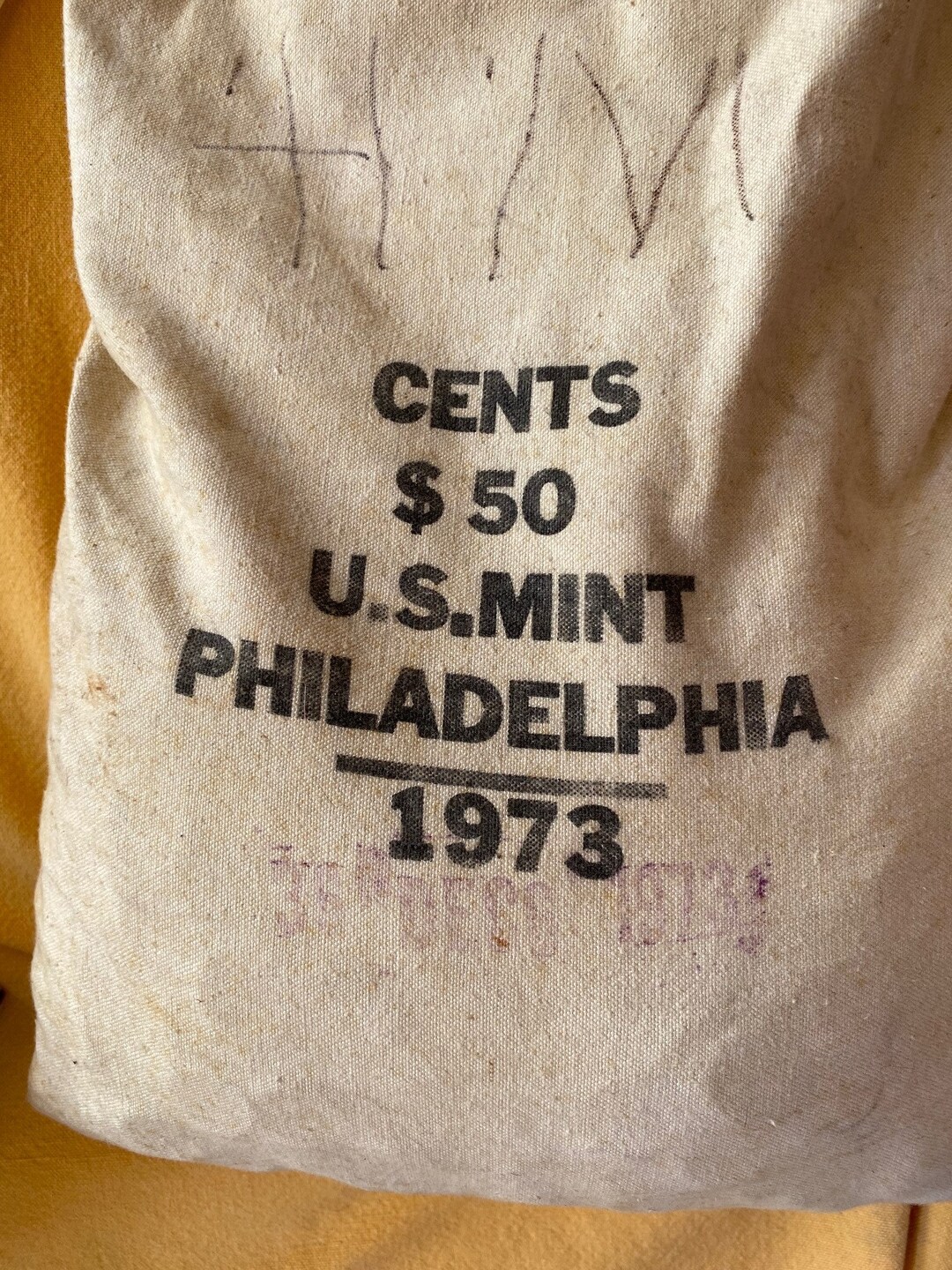 1973 P U.S. Mint Bag of 5000 Pennies, Sealed BU Pennies, Brilliant