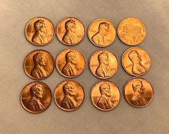 1973 P Uncirculated penny, rolls [50 Per roll]. 53rd year anniversary coin.