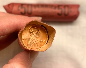 1970 P Uncirculated Penny Roll, 50 Coins, 95% Copper