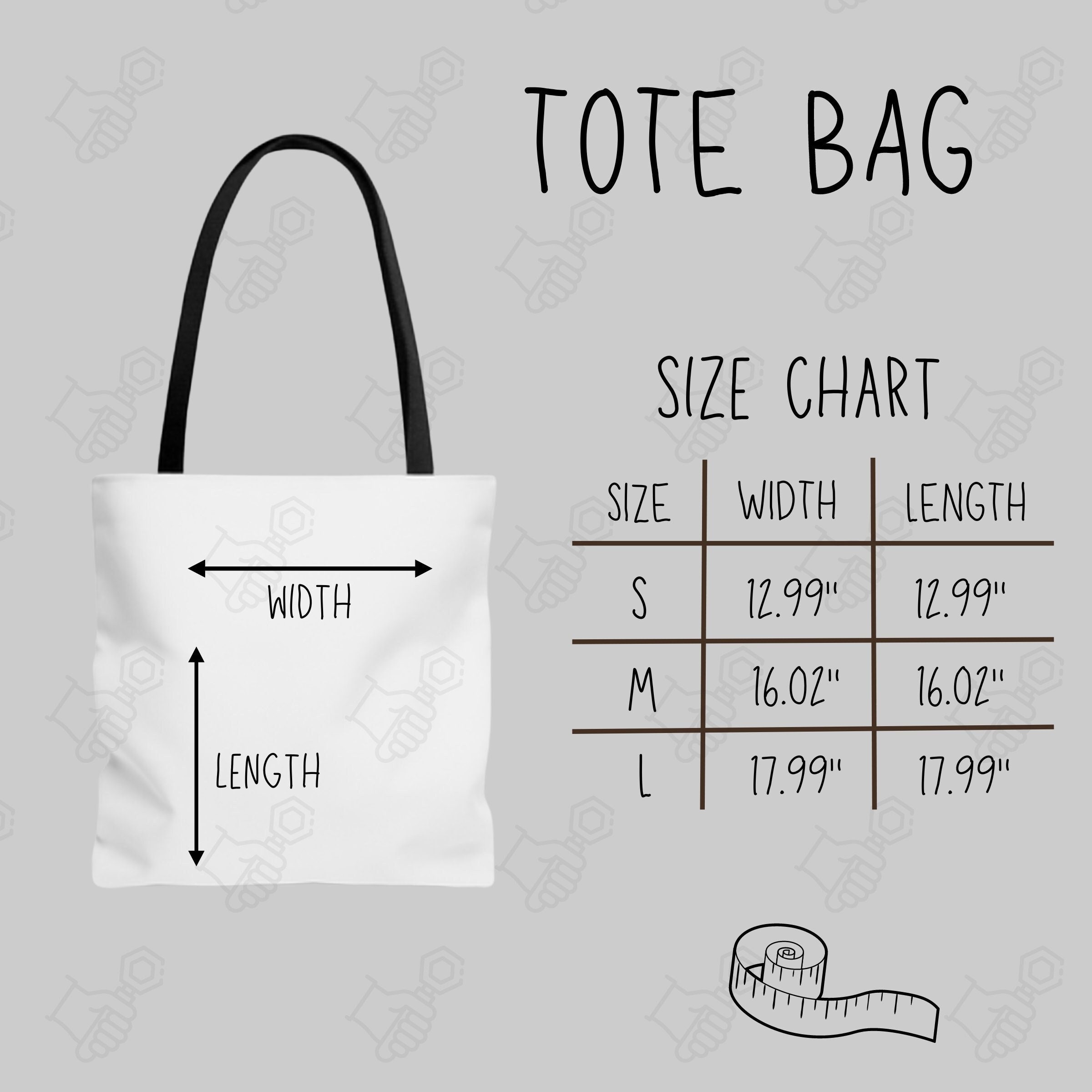 Tote Bag Size Chart Size Chart For Tote Bag Tote Bag Mockup And Size 