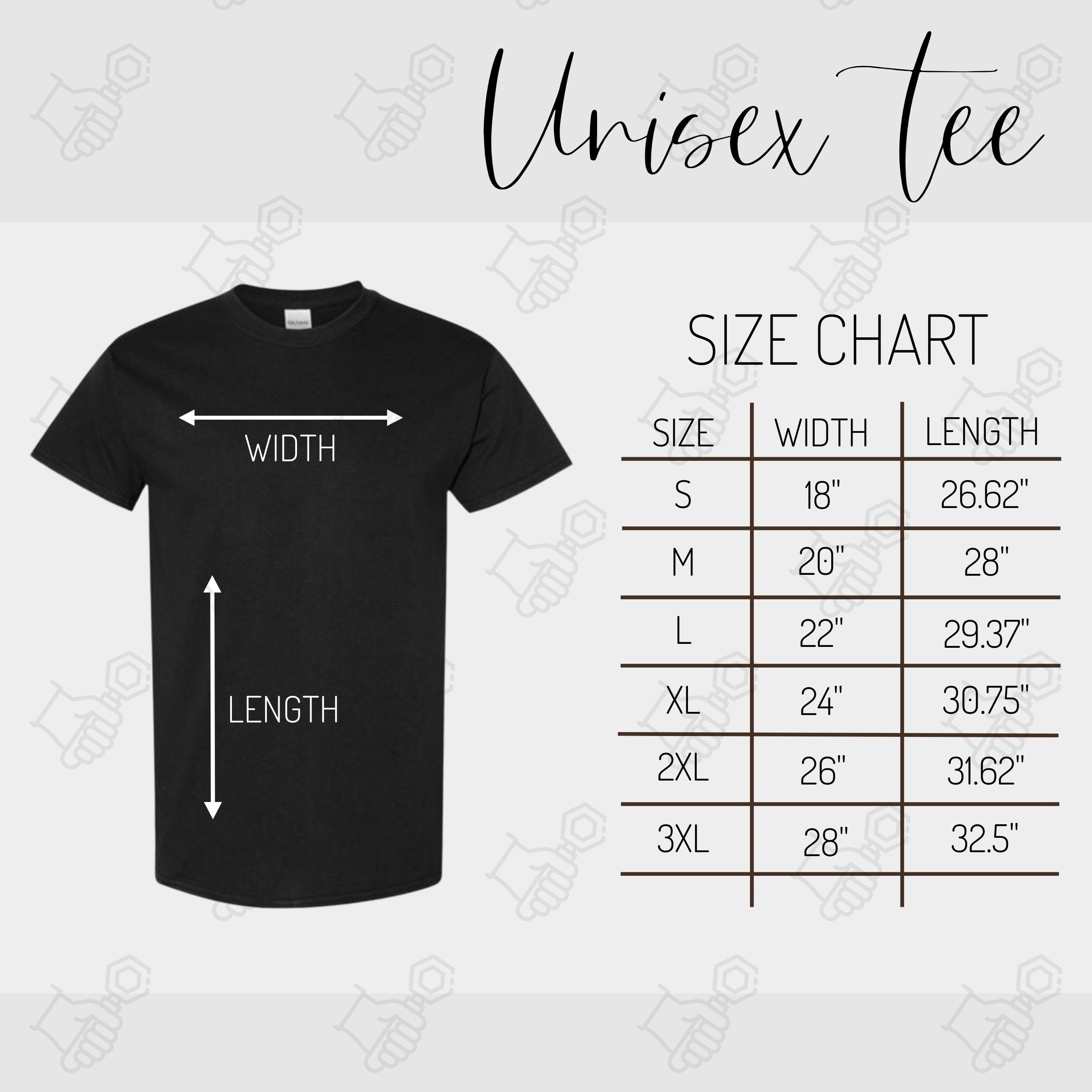 Gildan 5000 Size Chart, Size Chart for Gildan, Gildan 5000 Mockup and