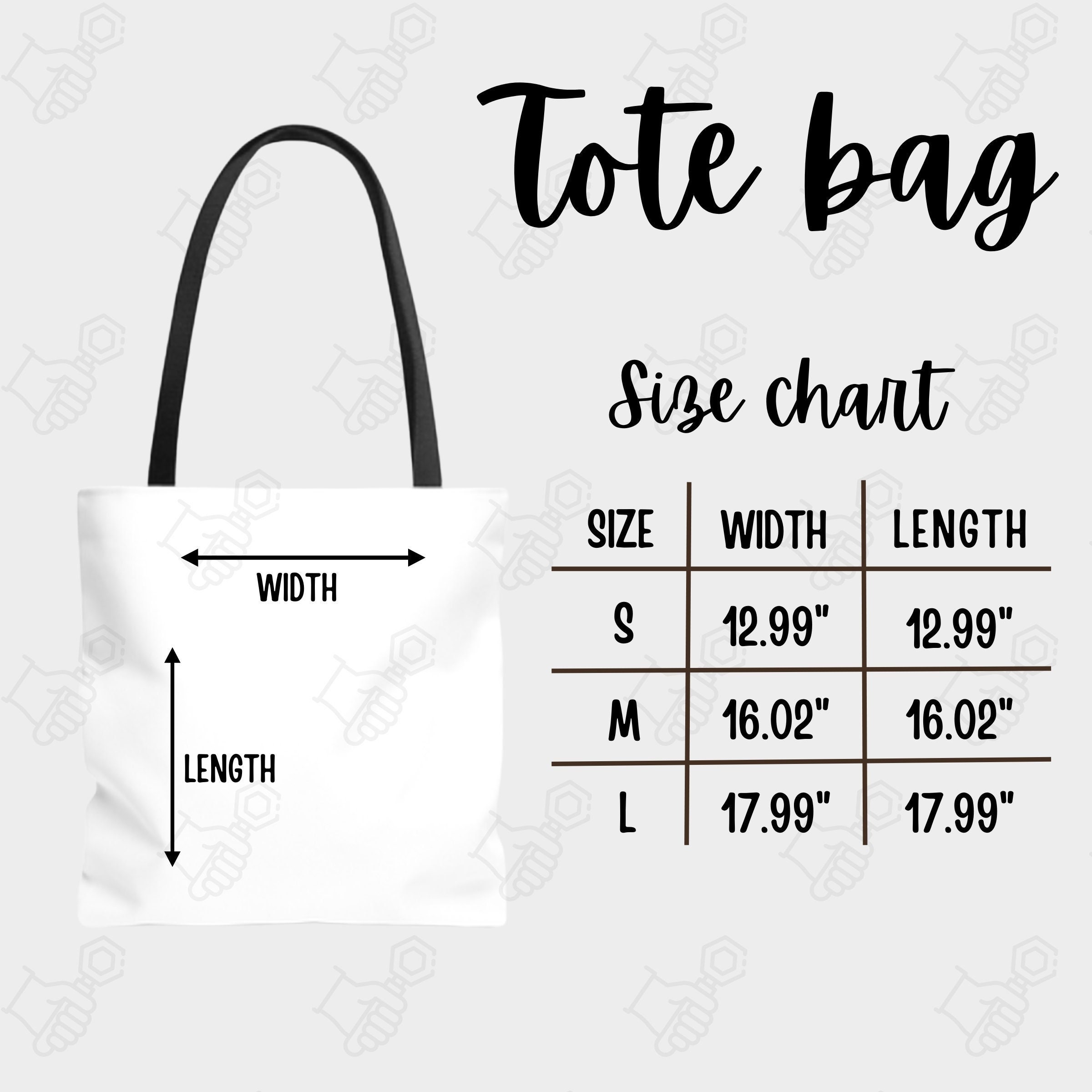 Tote Bag Size Chart, Size Chart for Tote Bag, Tote Bag Mockup and Size Chart, Grey Background