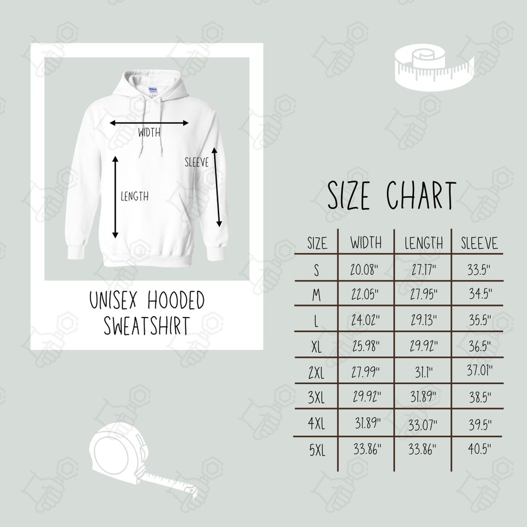 Gildan 18500 Size Chart Size Chart for Gildan Gildan 18500 - Etsy