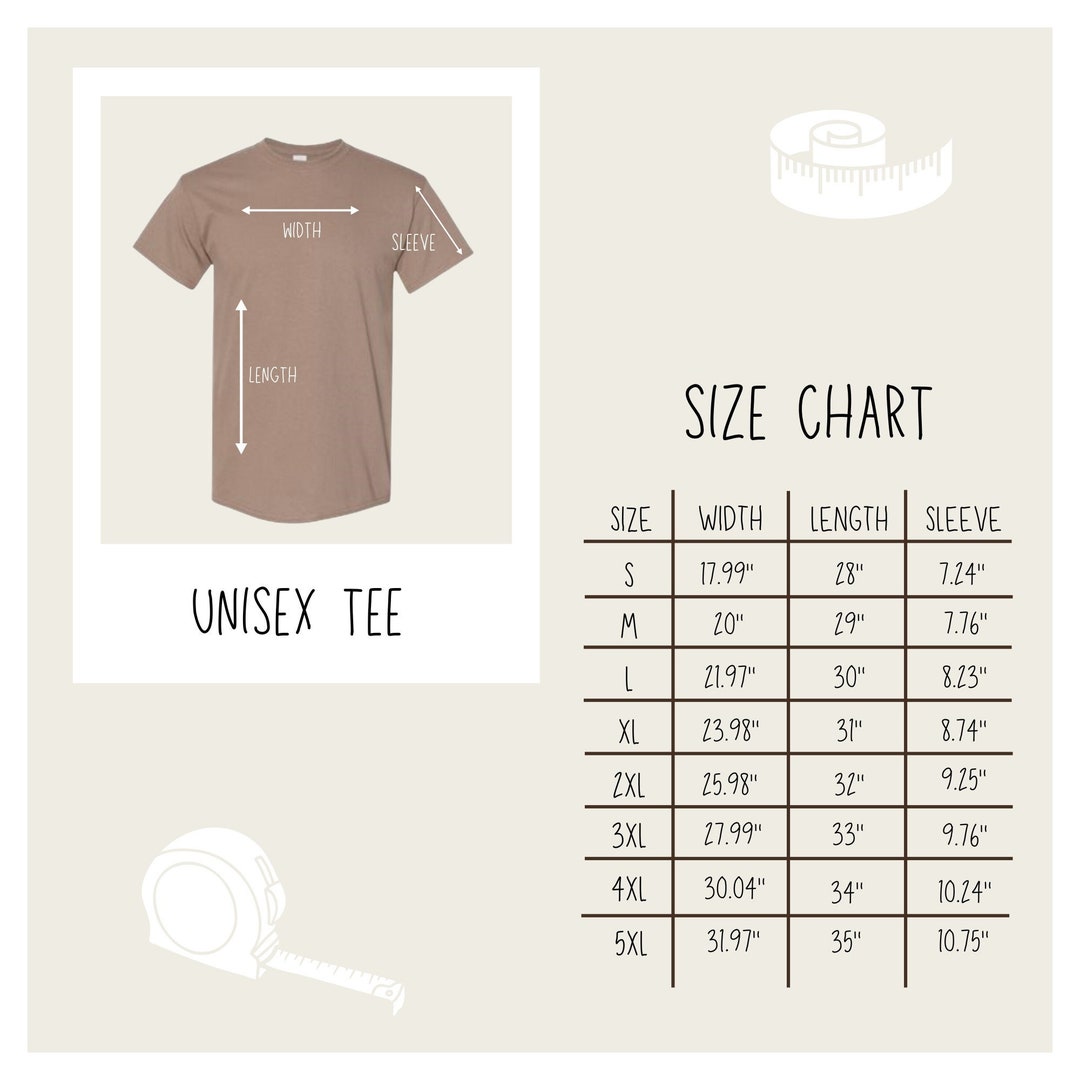 Gildan 5000 Size Chart, Size Chart for Gildan, Gildan 5000 Mockup and ...