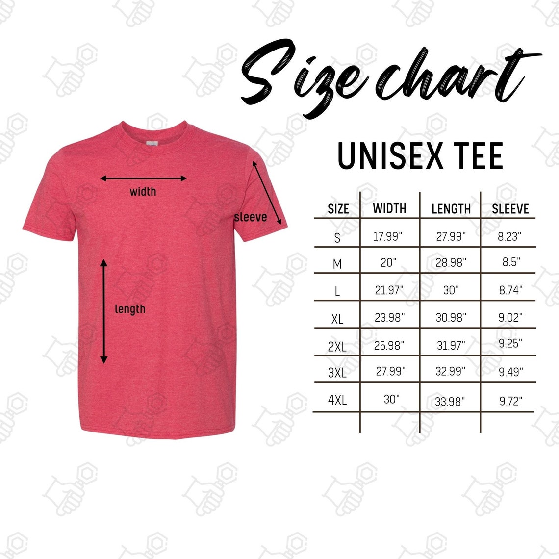 Gildan 64000 Size Chart, Size Chart for Gildan, Gildan 64000 Mockup and