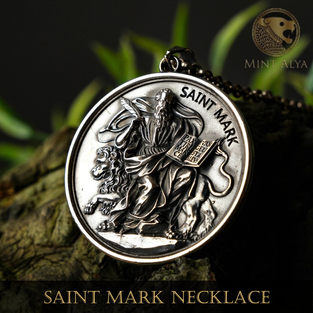 Saint Mark Necklace Christian Symbol Jewelry Religious Gift Etsy
