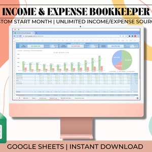 Bookkeeping Spreadsheet for Small Business | Google Sheets Template | Income & Expense Tracker | Profit and Loss Accounting Spreadsheet