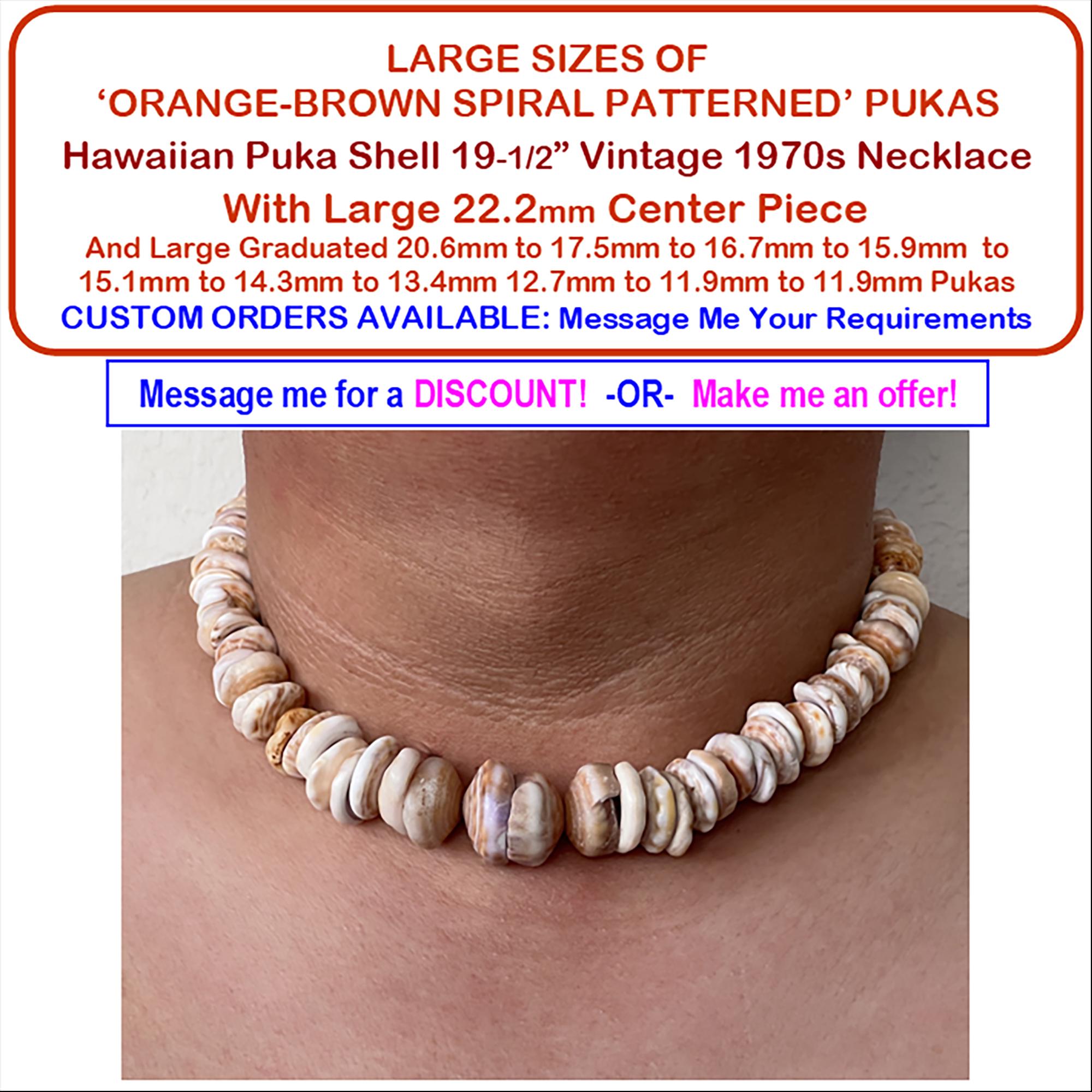 Puka Shell Necklace Large Size Pukas Distinctive Rare Spiral Patterned ...