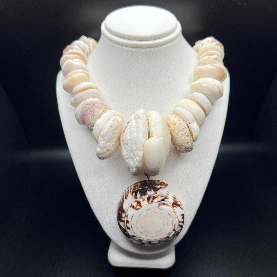 Puka Shell Necklace With Large Pukas With Leopard Cone Shell Top Puka ...