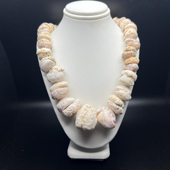 Puka Shell Necklace With Distinctive Large Antiqued-aged Puka