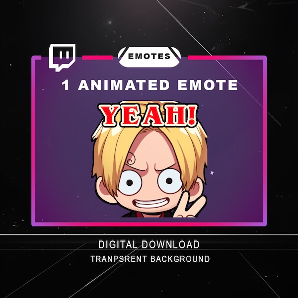 One Piece Sanji, animated emote and sticker for Twitch Youtube and Discord. size: 112/56/28 and original gif.