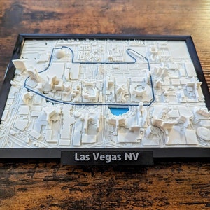 Carte 3D du circuit de F1 de Las Vegas - oeuvre d'art murale personnalisée - plan de rue 3D - oeuvre d'art déco bureau à domicile - cadeau de pendaison de crémaillère - impression poster ville