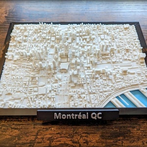 Carte de la ville de Montréal, Québec, Canada - oeuvre d'art murale personnalisée - plan des rues 3D - oeuvre d'art déco pour bureau à domicile - cadeau de pendaison de crémaillère - impression poster de la ville