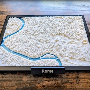 Plan de la ville de Rome Italie - oeuvre d'art murale personnalisée - plan 3D - Art déco bureau à domicile - cadeau de pendaison de crémaillère - impression poster ville