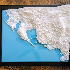 Plan de la ville 3D de Monaco - oeuvre d'art murale personnalisée - plan 3D - Art déco bureau à domicile - cadeau de pendaison de crémaillère - impression poster ville