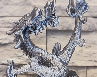 Dragon Statue Holding Pearl, 3D Printed Figurine, Dragons Sculpture, Unique Fantasy Decor