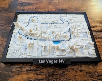 Las Vegas F1 Racing F1 Circuit 3D Map - Custom Wall Art - 3D Street Map - Home Office Art Decor - Housewarming Gift - City Poster Print