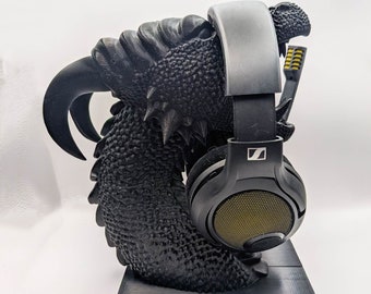 Dragon Bust Headphone Stand and Fantasy PC Gaming Desk Accessory