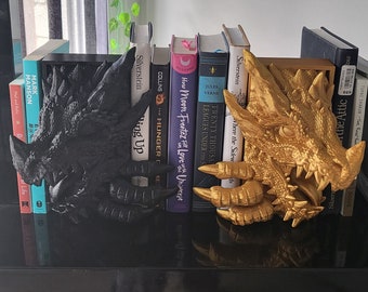 Two Dragons Peeking Book Nook Set, Romantasy BookTok Decor, Dragon Bookends, Fantasy Book Shelf Insert, Fourth Wing Inspired Gift