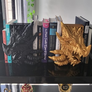 Two Dragons Peeking Book Nook (2 Pack) - Tairn and Andarna - Fantasy Book Shelf Decor - Book Lovers Gift - Horror Bookend