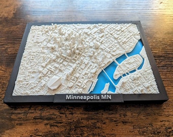 Minneapolis Minnesota USA 3D City Map - Custom Wall Art - 3D Street Map - Home Office Art Decor - Housewarming Gift - City Poster Print
