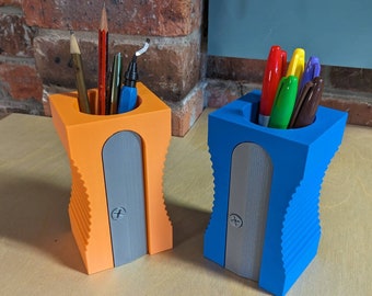 Lot de 2 organiseurs de bureau en forme de taille-crayon - Porte-stylo aux couleurs changeantes - Décoration unique pour bureau à domicile - Pot à crayons