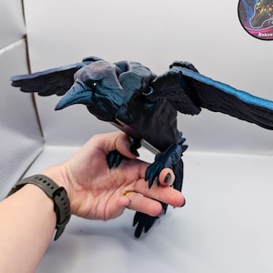 Articulated Crow - Halloween Decor - Fidget Toy - Flexi Toys - Goth Decorations - Bird Lover Gift - Gothic Home Decor