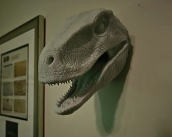 Velociraptor Dinosaur Head Hanging Wall Decor, Multiple Color Options