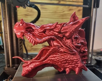 Soporte de pared y decoración de mesa para sala de juegos con forma de cabeza de dragón impresa en 3D
