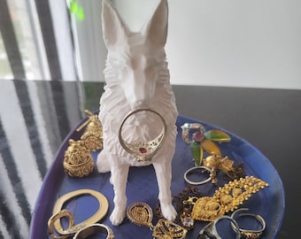 Soporte de anillo para perros - Low Poly Minimal Catch All Tray - Plato de árbol de anillo de cama para perros - Plato de joyería - Regalo de compromiso personalizado - Regalos de mamá